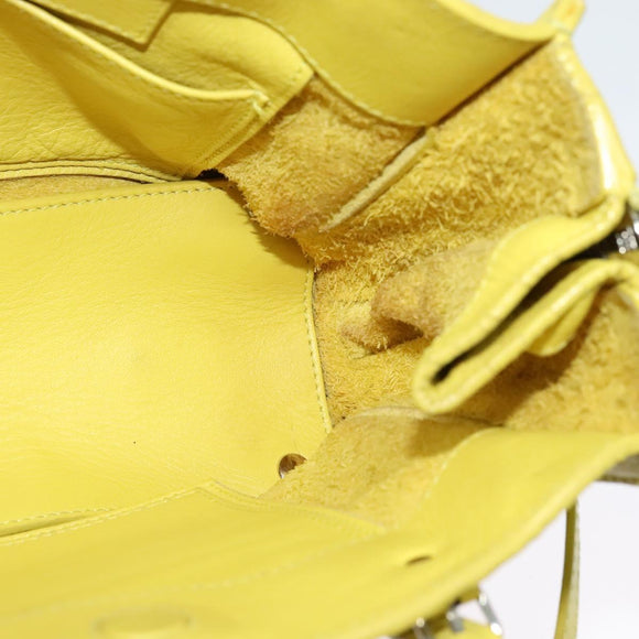 BALENCIAGA Paper Mini Hand Bag Leather 2way Yellow Silver 357333 Auth yk19376