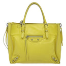 BALENCIAGA Paper Mini Hand Bag Leather 2way Yellow Silver 357333 Auth yk19376-13