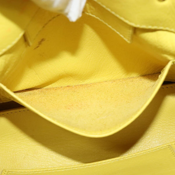 BALENCIAGA Paper Mini Hand Bag Leather 2way Yellow Silver 357333 Auth yk19376