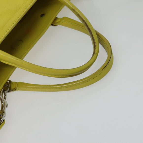 BALENCIAGA Paper Mini Hand Bag Leather 2way Yellow Silver 357333 Auth yk19376