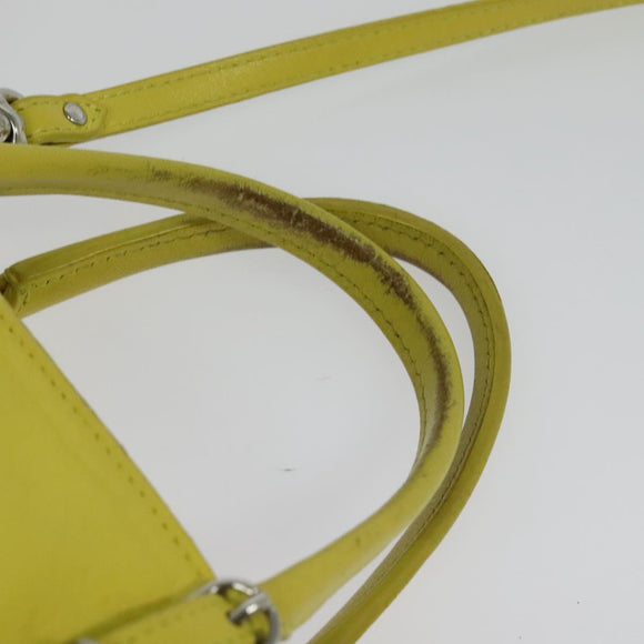 BALENCIAGA Paper Mini Hand Bag Leather 2way Yellow Silver 357333 Auth yk19376