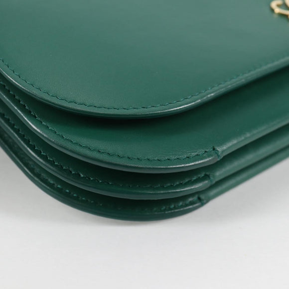 LOEWE Goya Long Shoulder Bag Leather Green Gold Auth yk19378M