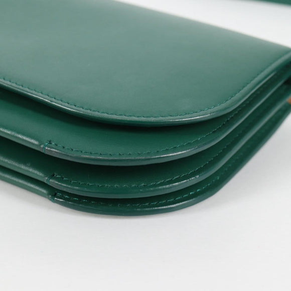 LOEWE Goya Long Shoulder Bag Leather Green Gold Auth yk19378M