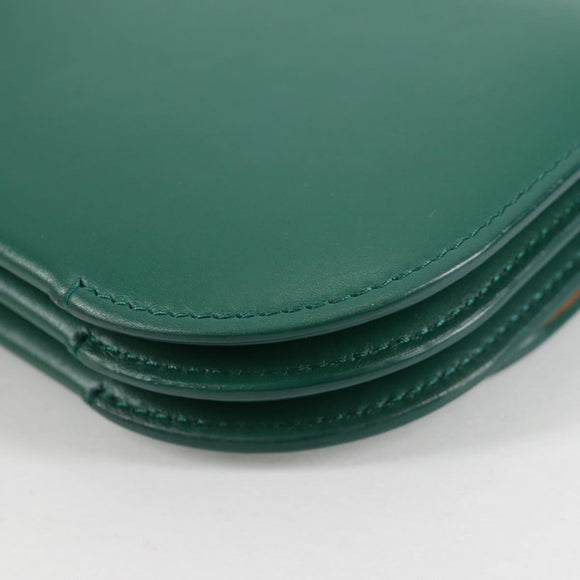 LOEWE Goya Long Shoulder Bag Leather Green Gold Auth yk19378M