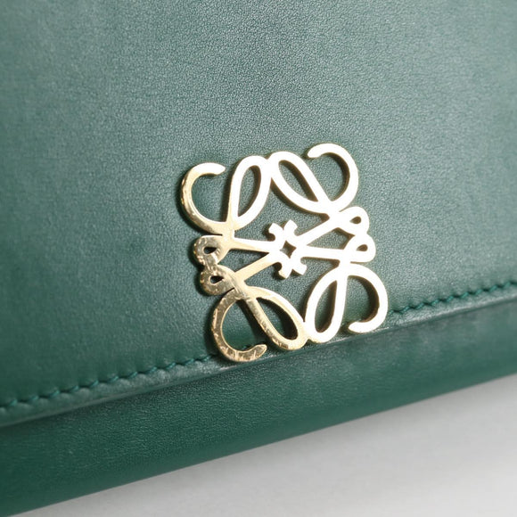 LOEWE Goya Long Shoulder Bag Leather Green Gold Auth yk19378M