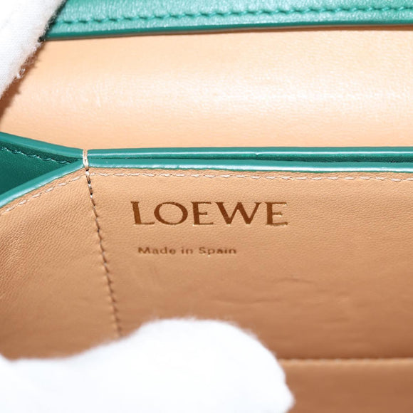 LOEWE Goya Long Shoulder Bag Leather Green Gold Auth yk19378M
