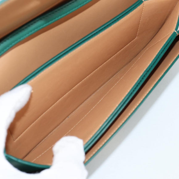 LOEWE Goya Long Shoulder Bag Leather Green Gold Auth yk19378M