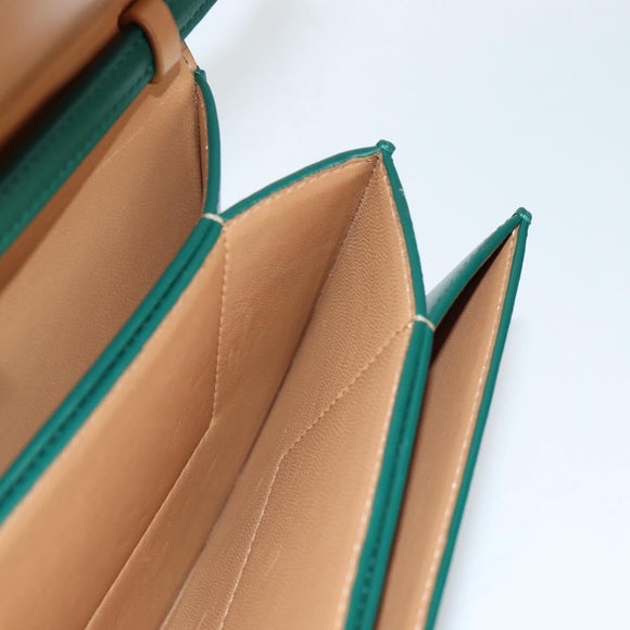 LOEWE Goya Long Shoulder Bag Leather Green Gold Auth yk19378M