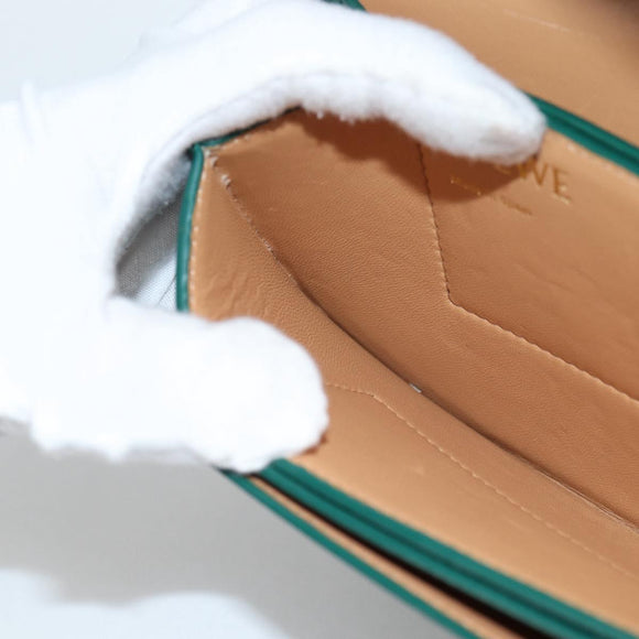 LOEWE Goya Long Shoulder Bag Leather Green Gold Auth yk19378M