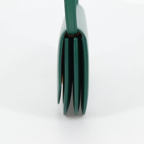 LOEWE Goya Long Shoulder Bag Leather Green Gold Auth yk19378M