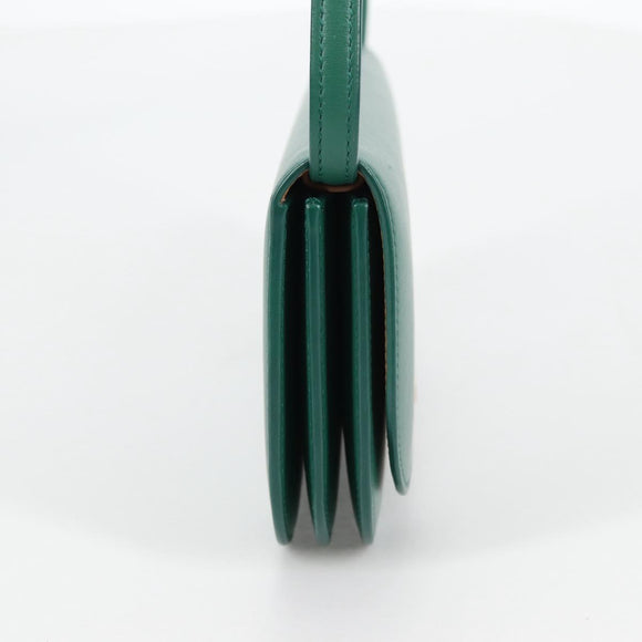 LOEWE Goya Long Shoulder Bag Leather Green Gold Auth yk19378M