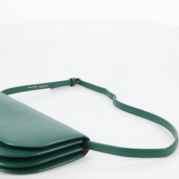 LOEWE Goya Long Shoulder Bag Leather Green Gold Auth yk19378M