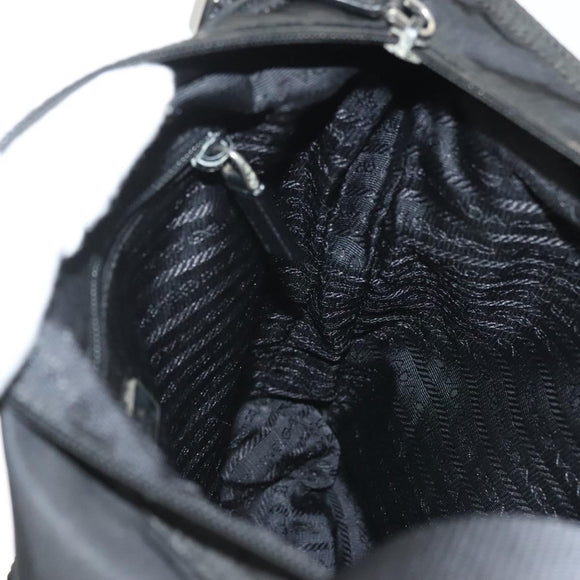 PRADA Shoulder Bag Nylon Black Silver Auth yk19379