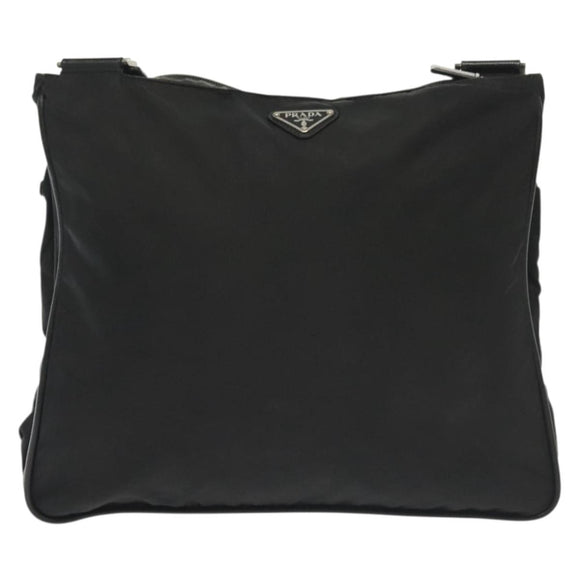 PRADA Shoulder Bag Nylon Black Silver Auth yk19379