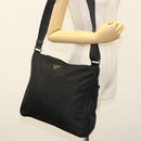 PRADA Shoulder Bag Nylon Black Silver Auth yk19379-23
