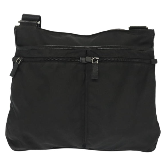 PRADA Shoulder Bag Nylon Black Silver Auth yk19379