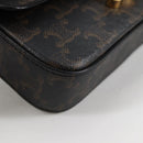 CELINE Triomphe Claude Shoulder Bag PVC Leather Black Gold Auth yk19380M-14