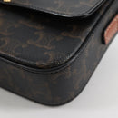 CELINE Triomphe Claude Shoulder Bag PVC Leather Black Gold Auth yk19380M-15