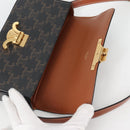 CELINE Triomphe Claude Shoulder Bag PVC Leather Black Gold Auth yk19380M-10