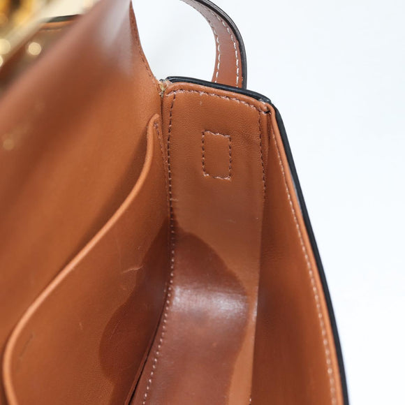 CELINE Triomphe Claude Shoulder Bag PVC Leather Black Gold Auth yk19380M