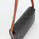 CELINE Triomphe Claude Shoulder Bag PVC Leather Black Gold Auth yk19380M-6