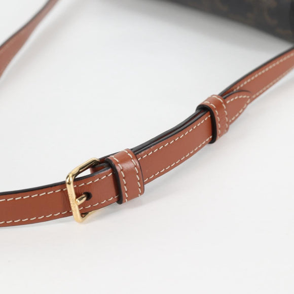 CELINE Triomphe Claude Shoulder Bag PVC Leather Black Gold Auth yk19380M