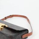 CELINE Triomphe Claude Shoulder Bag PVC Leather Black Gold Auth yk19380M-9