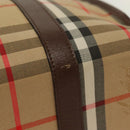 Burberrys Nova Check Hand Bag Canvas Beige Gold Auth yk19386-6