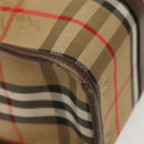 Burberrys Nova Check Hand Bag Canvas Beige Gold Auth yk19386-10