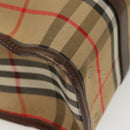 Burberrys Nova Check Hand Bag Canvas Beige Gold Auth yk19386-15