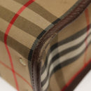 Burberrys Nova Check Hand Bag Canvas Beige Gold Auth yk19386-16