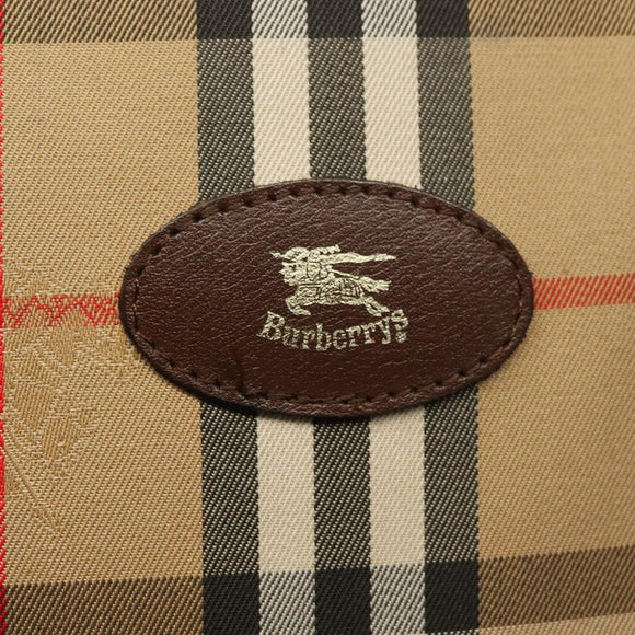 Burberrys Nova Check Hand Bag Canvas Beige Gold Auth yk19386