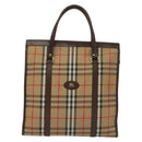 Burberrys Nova Check Hand Bag Canvas Beige Gold Auth yk19386-13
