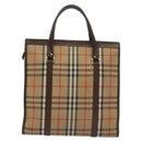 Burberrys Nova Check Hand Bag Canvas Beige Gold Auth yk19386-2