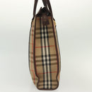 Burberrys Nova Check Hand Bag Canvas Beige Gold Auth yk19386-3