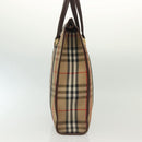 Burberrys Nova Check Hand Bag Canvas Beige Gold Auth yk19386-4