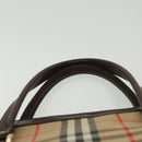 Burberrys Nova Check Hand Bag Canvas Beige Gold Auth yk19386-9