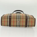 Burberrys Nova Check Hand Bag Canvas Beige Gold Auth yk19386-5
