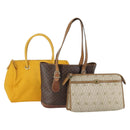 SAINT LAURENT Dior Celine Macadam Honeycomb Bag PVC 3Set Beige Auth yk19388-1