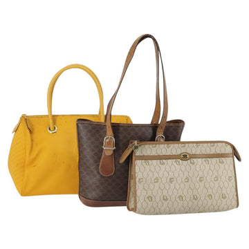 SAINT LAURENT Dior Celine Macadam Honeycomb Bag PVC 3Set Beige Auth yk19388