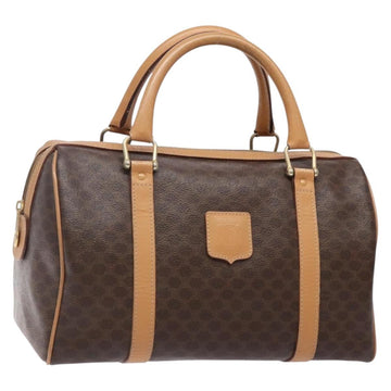 CELINE Macadam Canvas Hand Bag PVC Leather Brown Gold Auth yk19393