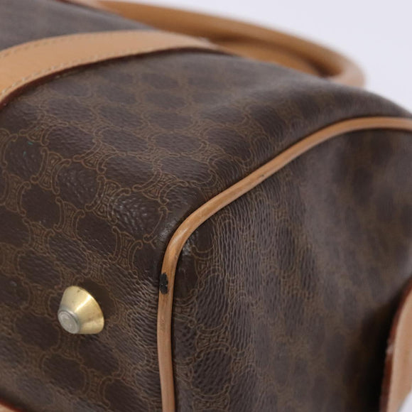 CELINE Macadam Canvas Hand Bag PVC Leather Brown Gold Auth yk19393