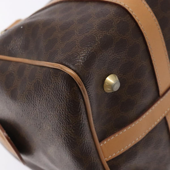 CELINE Macadam Canvas Hand Bag PVC Leather Brown Gold Auth yk19393