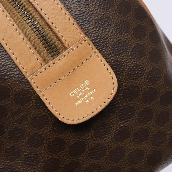 CELINE Macadam Canvas Hand Bag PVC Leather Brown Gold Auth yk19393