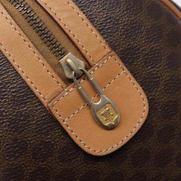 CELINE Macadam Canvas Hand Bag PVC Leather Brown Gold Auth yk19393