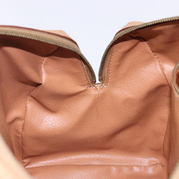 CELINE Macadam Canvas Hand Bag PVC Leather Brown Gold Auth yk19393