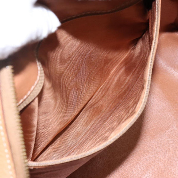 CELINE Macadam Canvas Hand Bag PVC Leather Brown Gold Auth yk19393