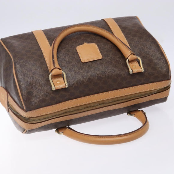 CELINE Macadam Canvas Hand Bag PVC Leather Brown Gold Auth yk19393