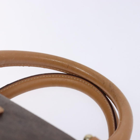 CELINE Macadam Canvas Hand Bag PVC Leather Brown Gold Auth yk19393