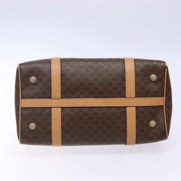 CELINE Macadam Canvas Hand Bag PVC Leather Brown Gold Auth yk19393